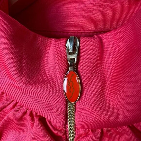 EP Pro Sleeveless Ruffle Golf Tennis Athletic Top Pink Ruffles Gold Zipper M - Picture 5 of 11